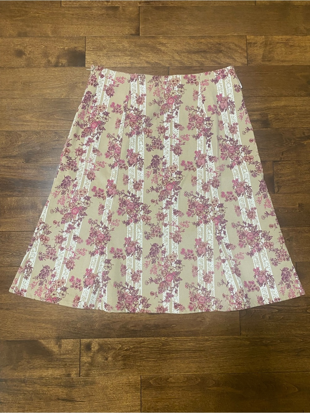 Cherokee Floral A-Line Skirt in Beige and Pink